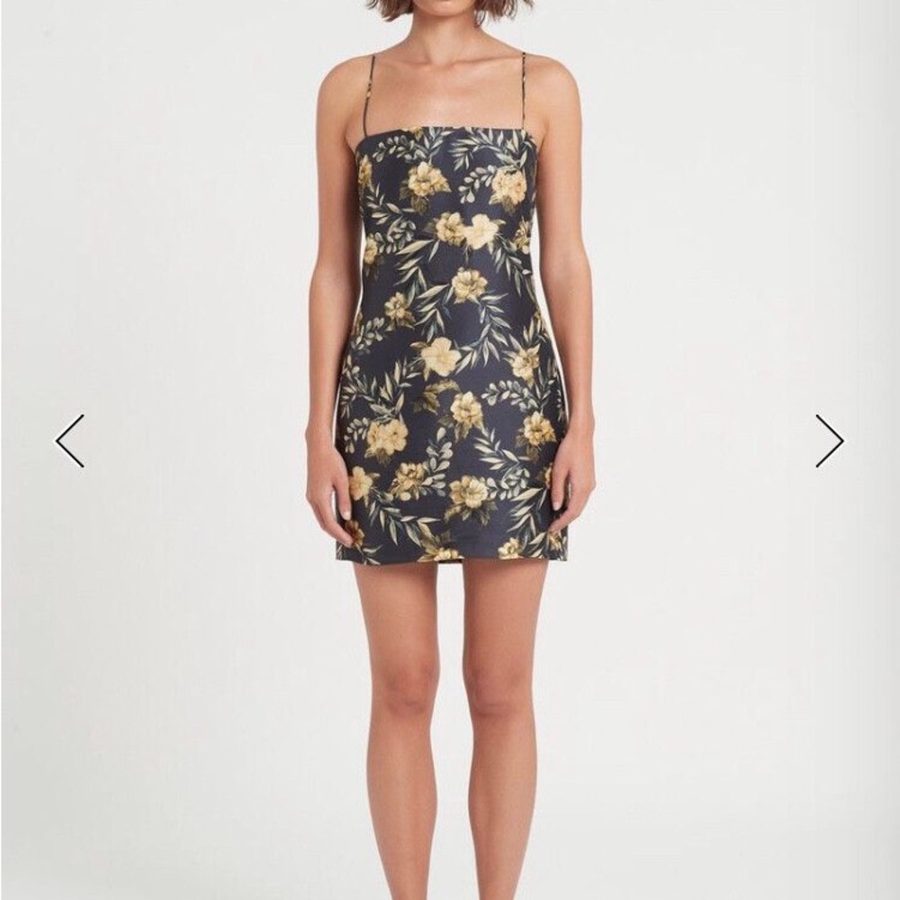 SIR the Label Floral Mini Dress - Black and Gold